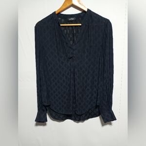 Lord&Taylor Woman's Sheer Black Long Sleeve Blouse Size Medium